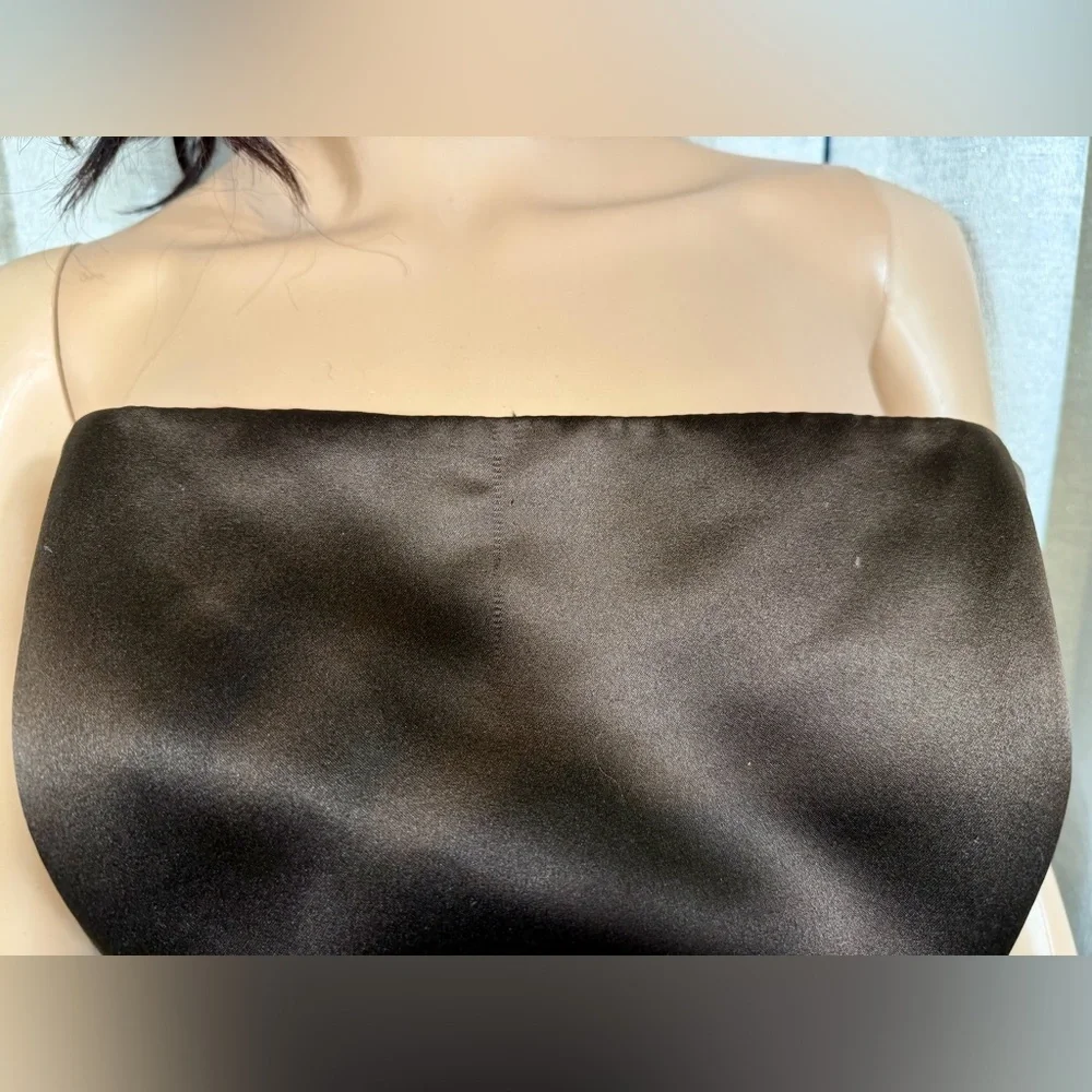✨ Watters & Watters Chocolate Brown Satin Gown Size 8 – Strapless Formal Dress - Picture 5 of 6